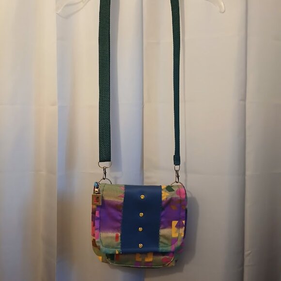 New Aztec print Southwestern Cowgirl Shoulder Purse Purple Blue Sling Crossbody - Picture 3 of 11